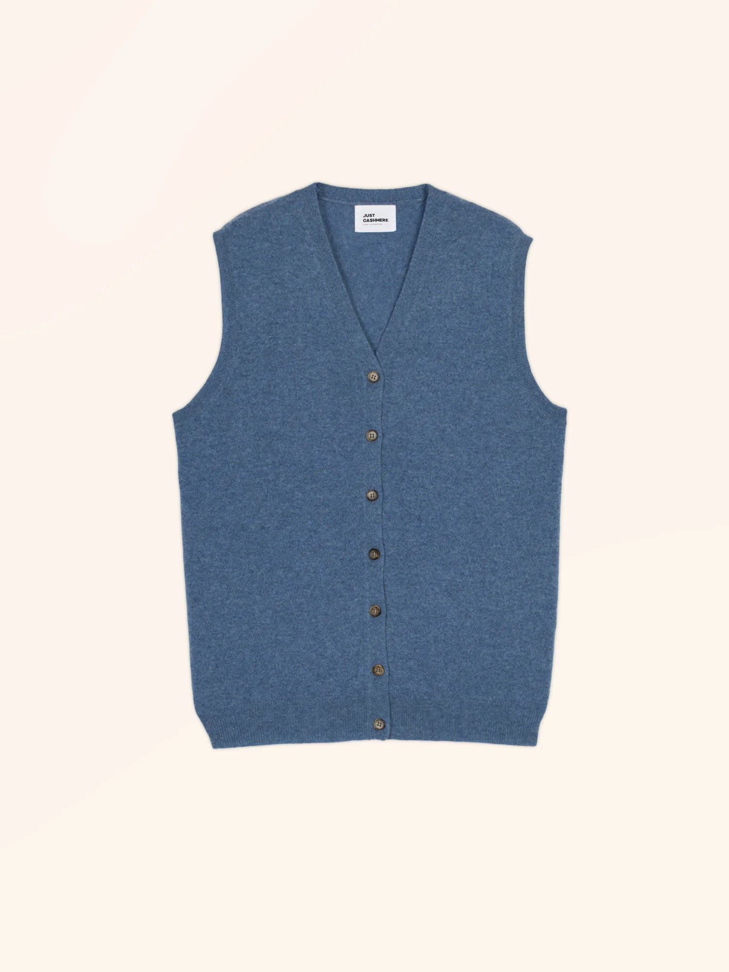 LANA cardigan col V sans manches bleu denim