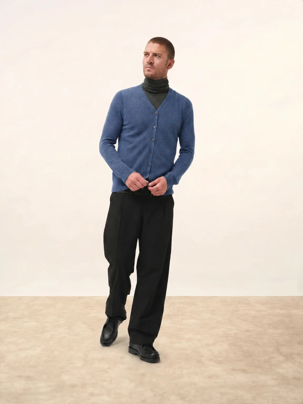 LANA cardigan col V sans manches bleu denim