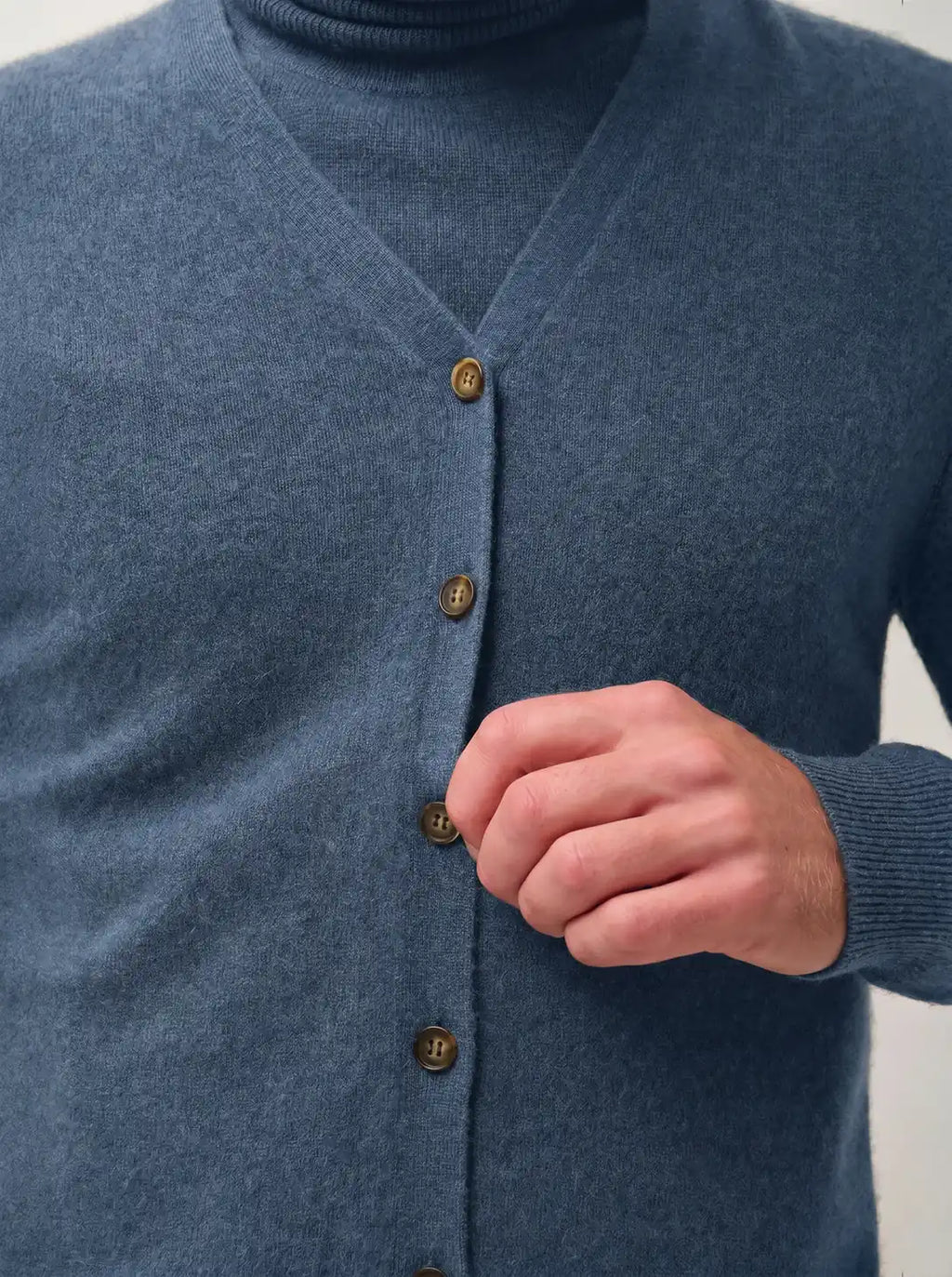 LANA cardigan col V sans manches bleu denim