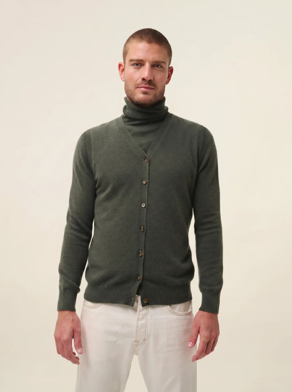 LANA cardigan col V sans manches kaki
