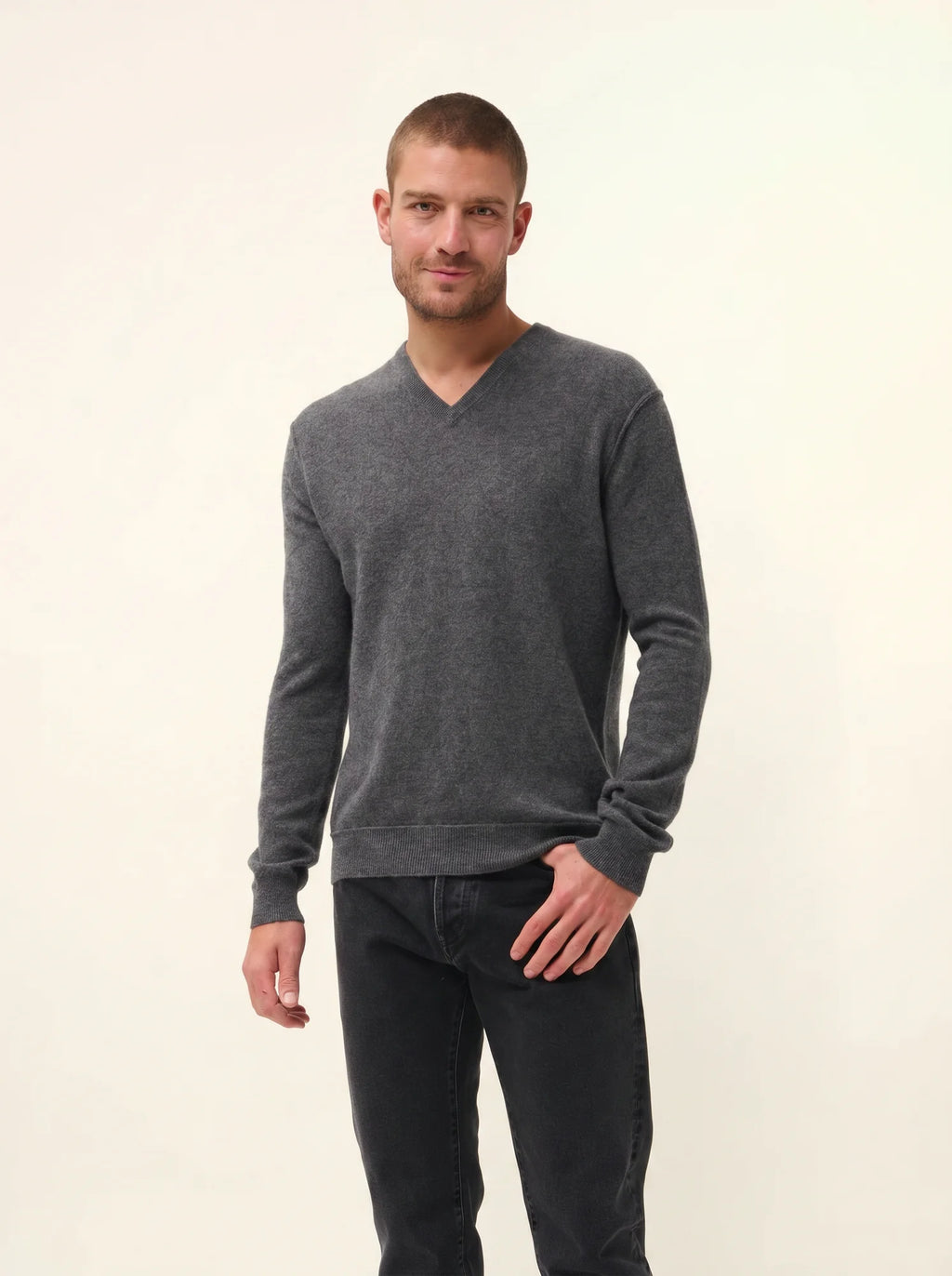 TOM pull col V anthracite chiné