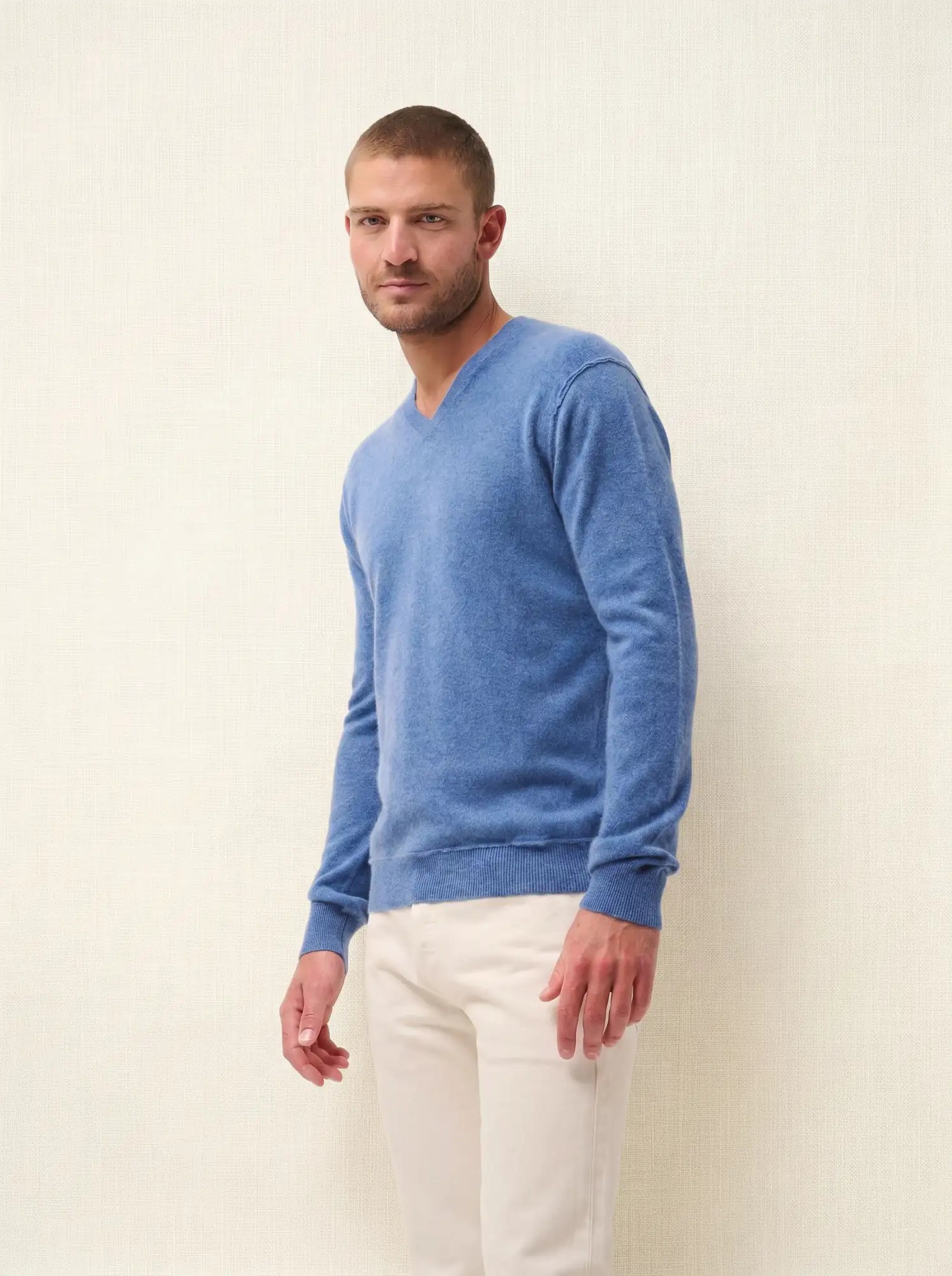 TOM pullover v-ausschnitt blau denim