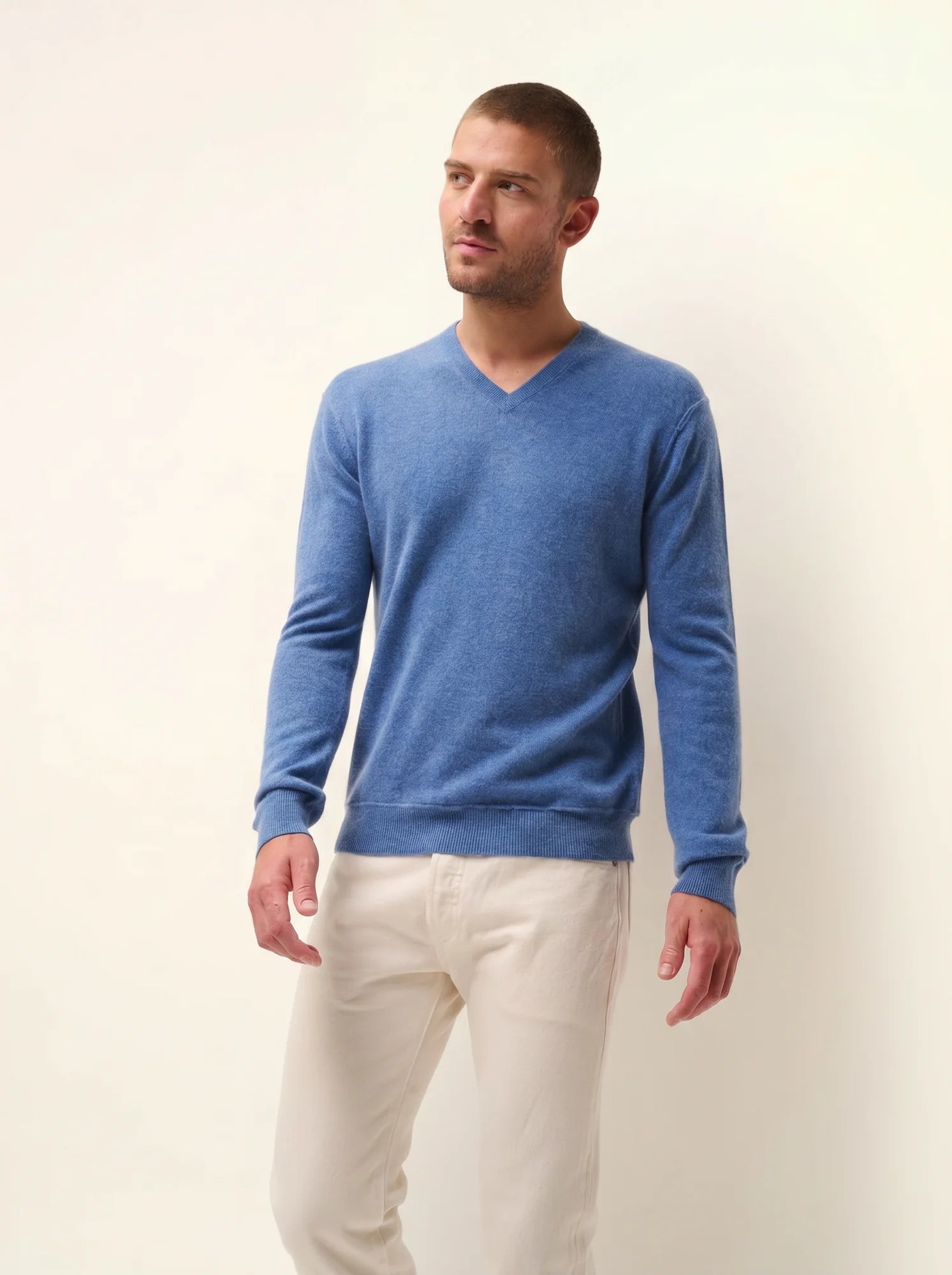 TOM pullover v-ausschnitt blau denim