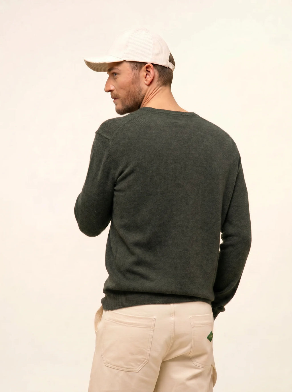 TOM pullover v-ausschnitt khaki meliert