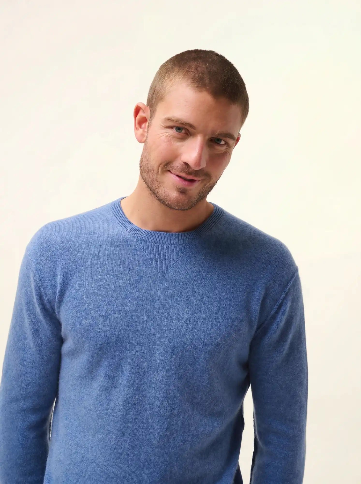 NOE pull col rond bleu denim