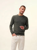NOE pullover rundhalsausschnitt khaki meliert