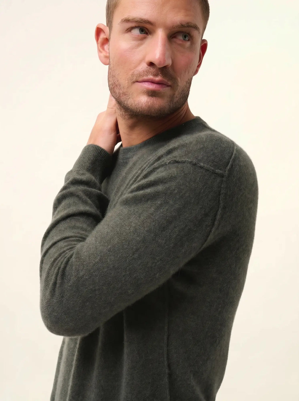 NOE pullover rundhalsausschnitt khaki meliert
