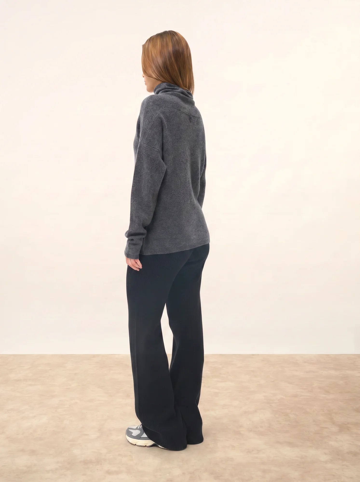 BLANTYRE pull col roulé anthracite chiné