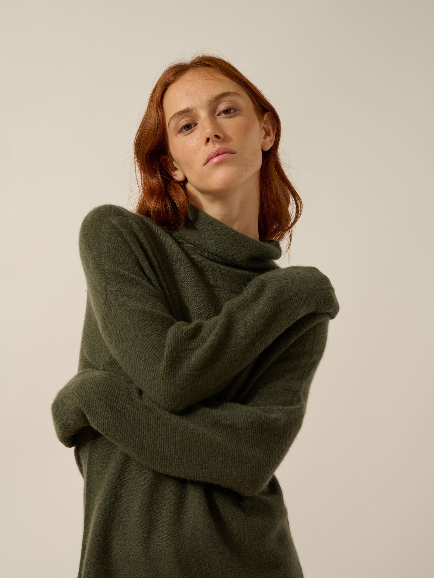 BLANTYRE pull col roulé kaki