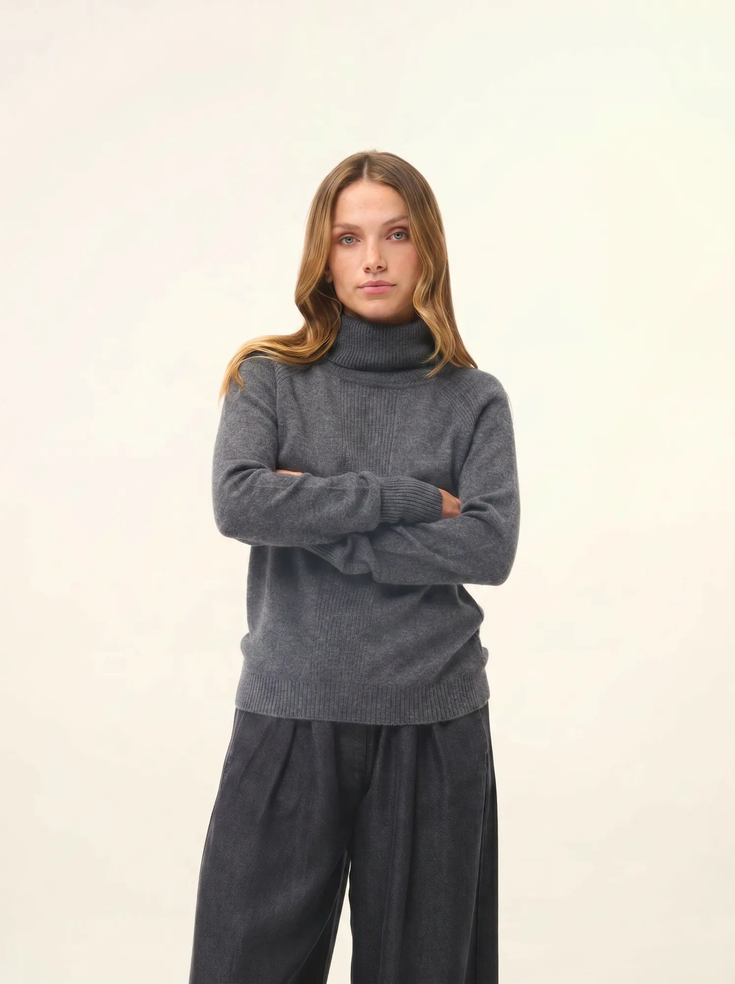 LILLY pullover rollkragen anthrazit meliert