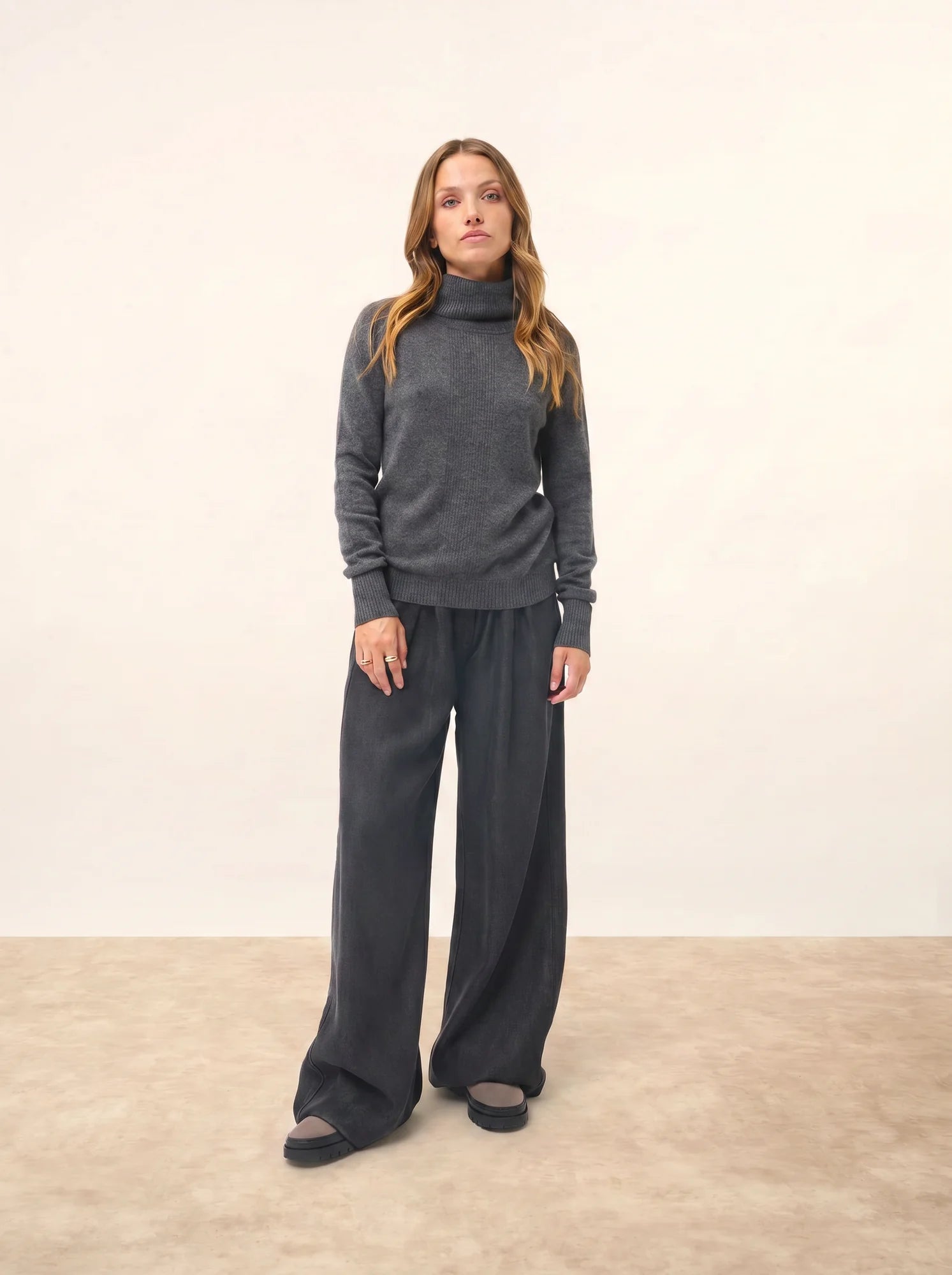LILLY pullover rollkragen anthrazit meliert