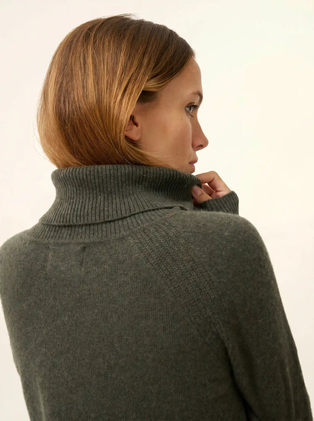 LILLY pullover rollkragen khaki meliert