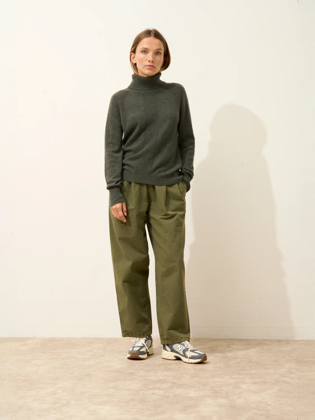 LILLY pullover rollkragen khaki meliert