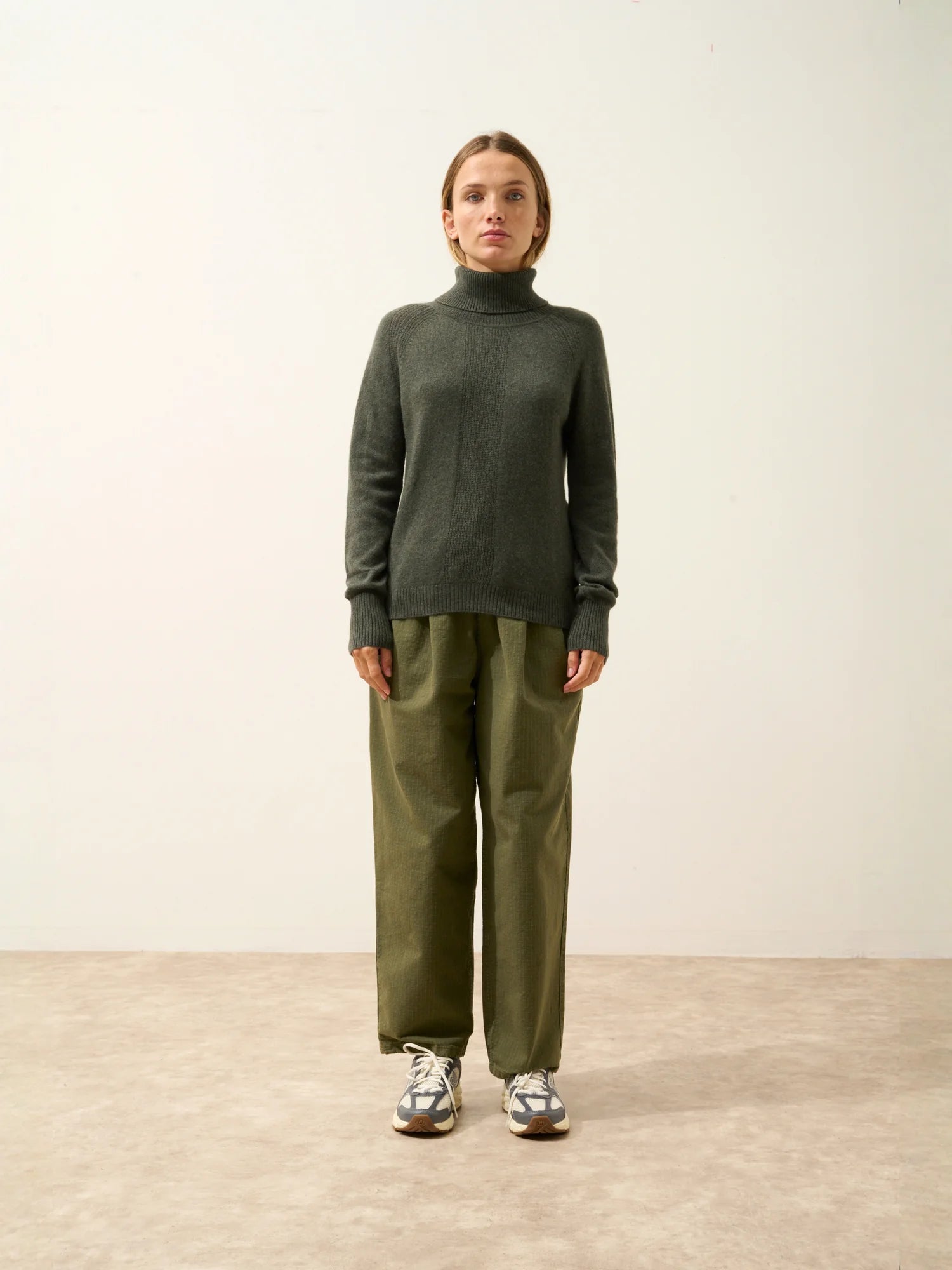 LILLY pullover rollkragen khaki meliert