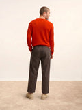 NATHAN pull col V 4 fils rouge
