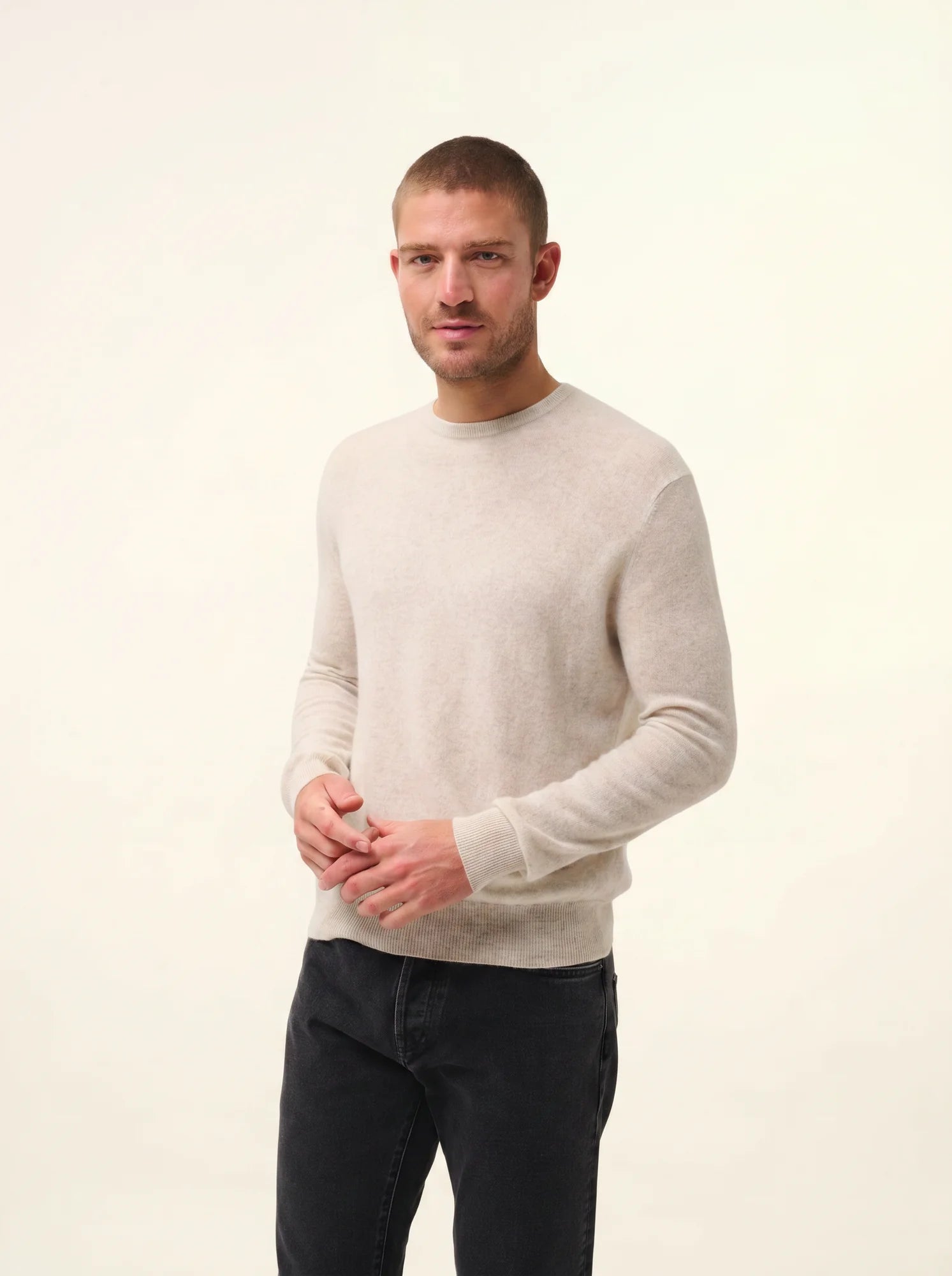 HOWARD pullover rundhalsausschnitt perlgrau meliert