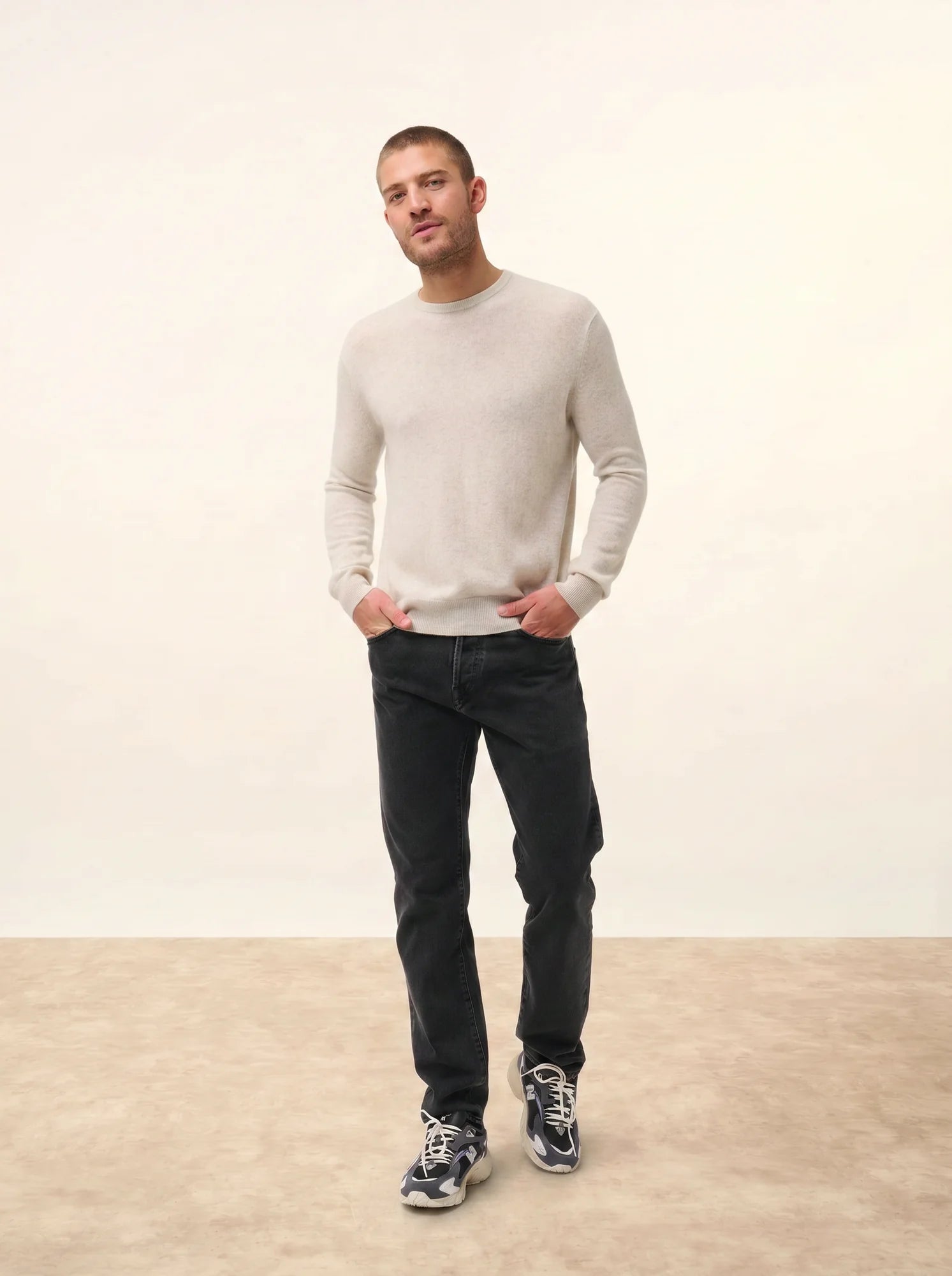 HOWARD pullover rundhalsausschnitt perlgrau meliert