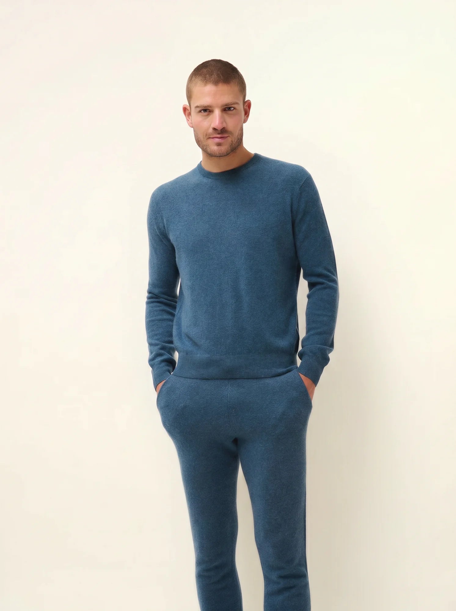 HOWARD pullover rundhalsausschnitt grün petrol meliert