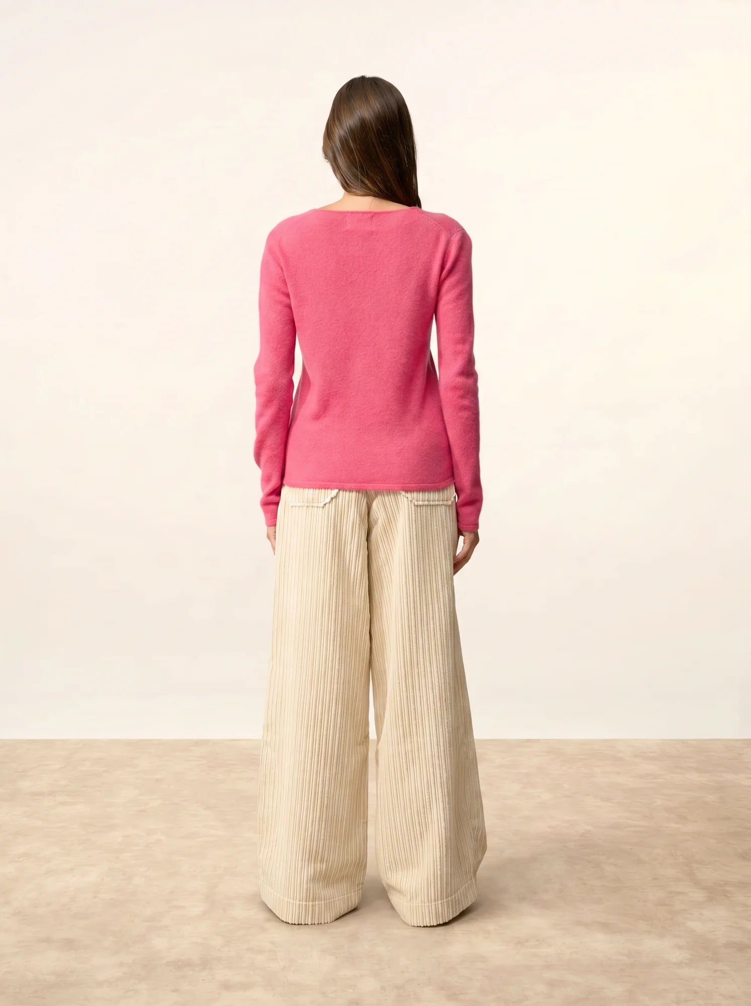 JOAN pull col V fraise