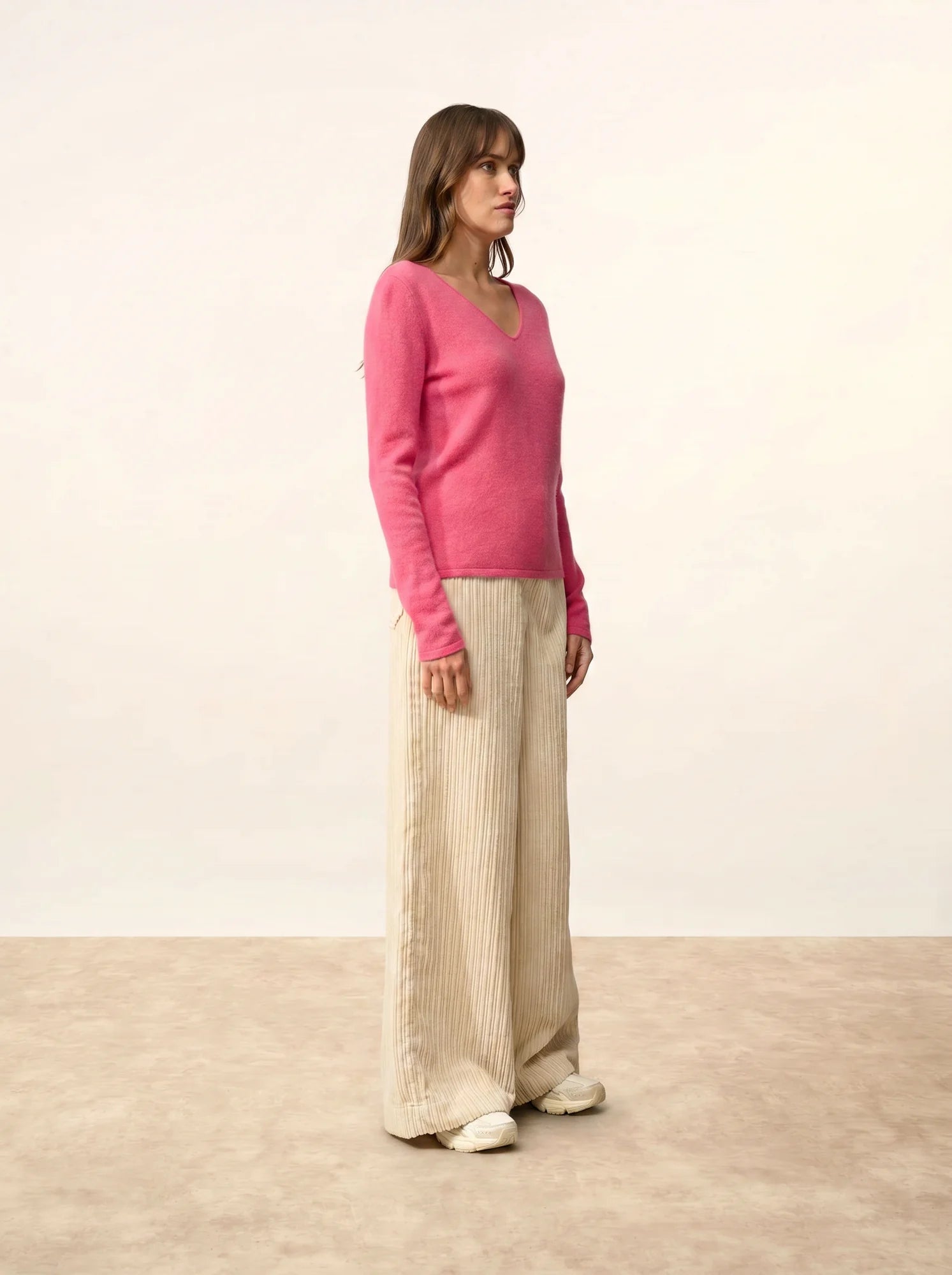 JOAN pull col V fraise