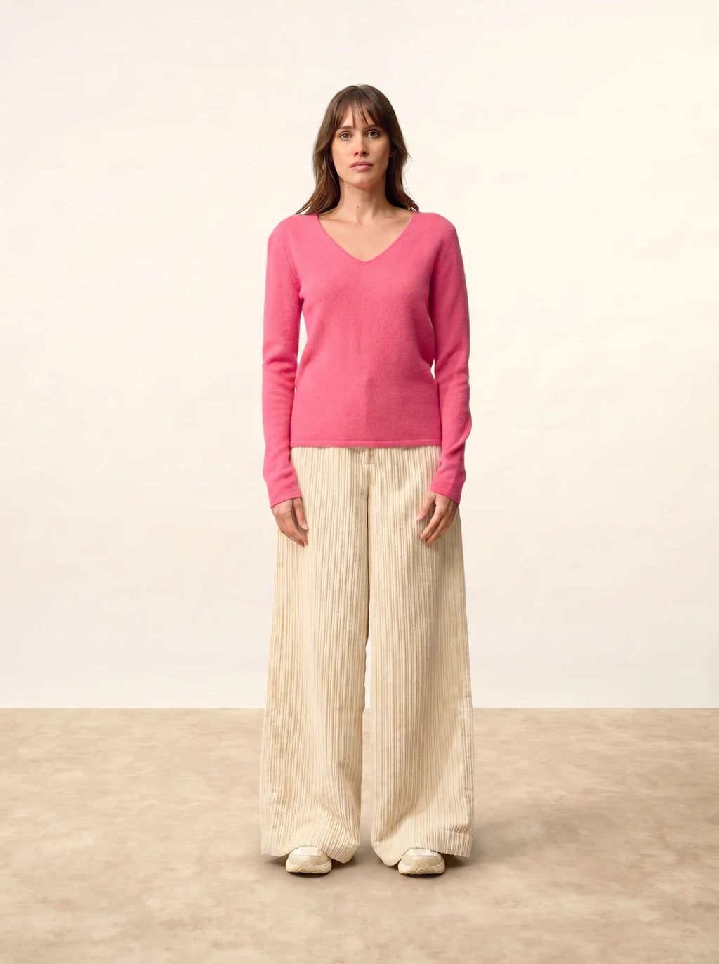 JOAN pull col V fraise