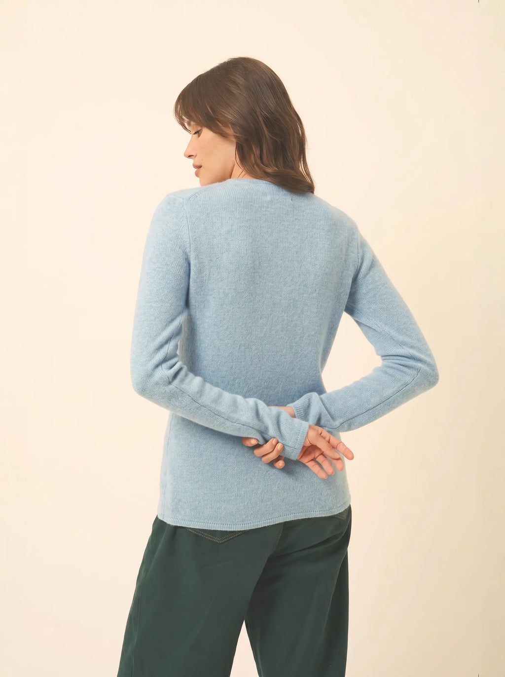 ABBY pullover v-ausschnitt 4-fädig blau grau meliert
