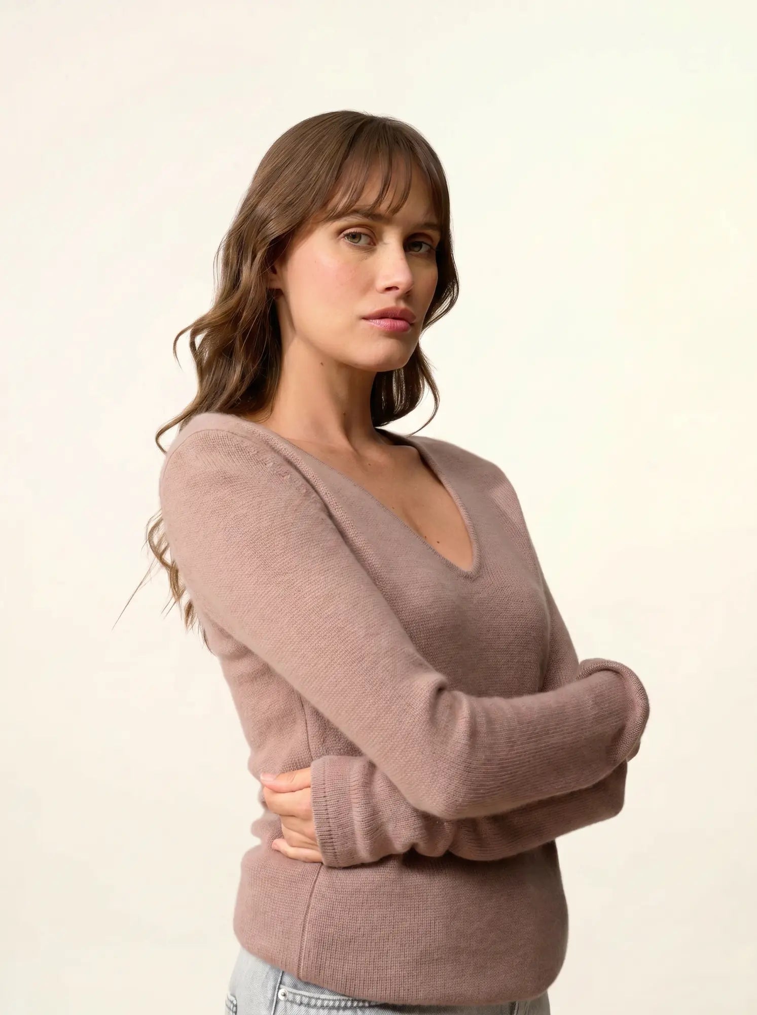 ABBY pullover v-ausschnitt 4-fädig kupfer
