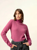 AVA pull col roulé orchidée