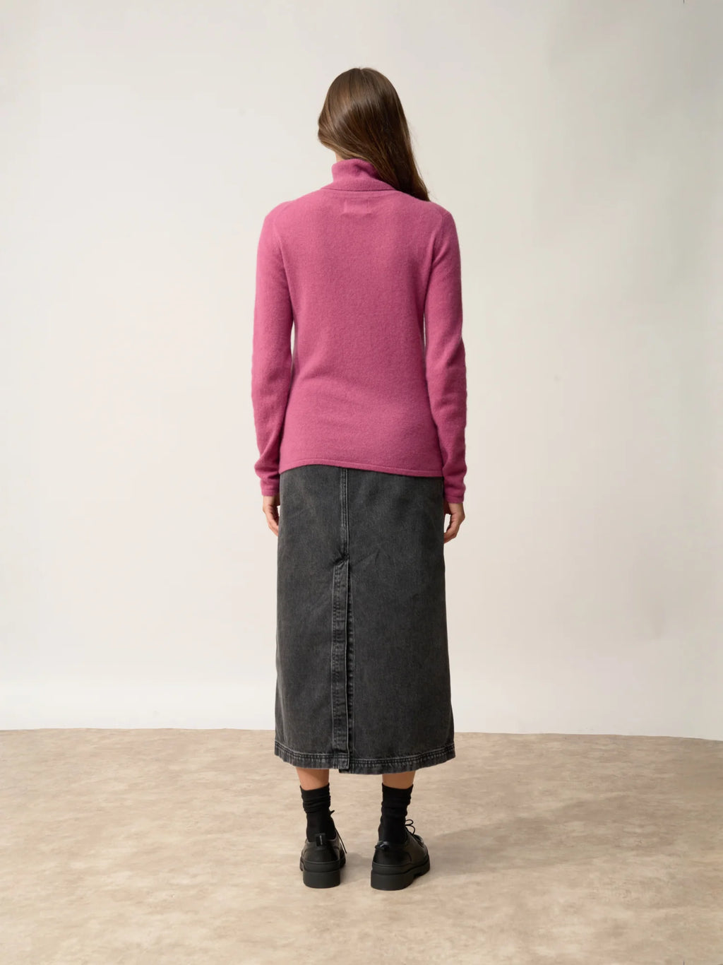 AVA pull col roulé orchidée