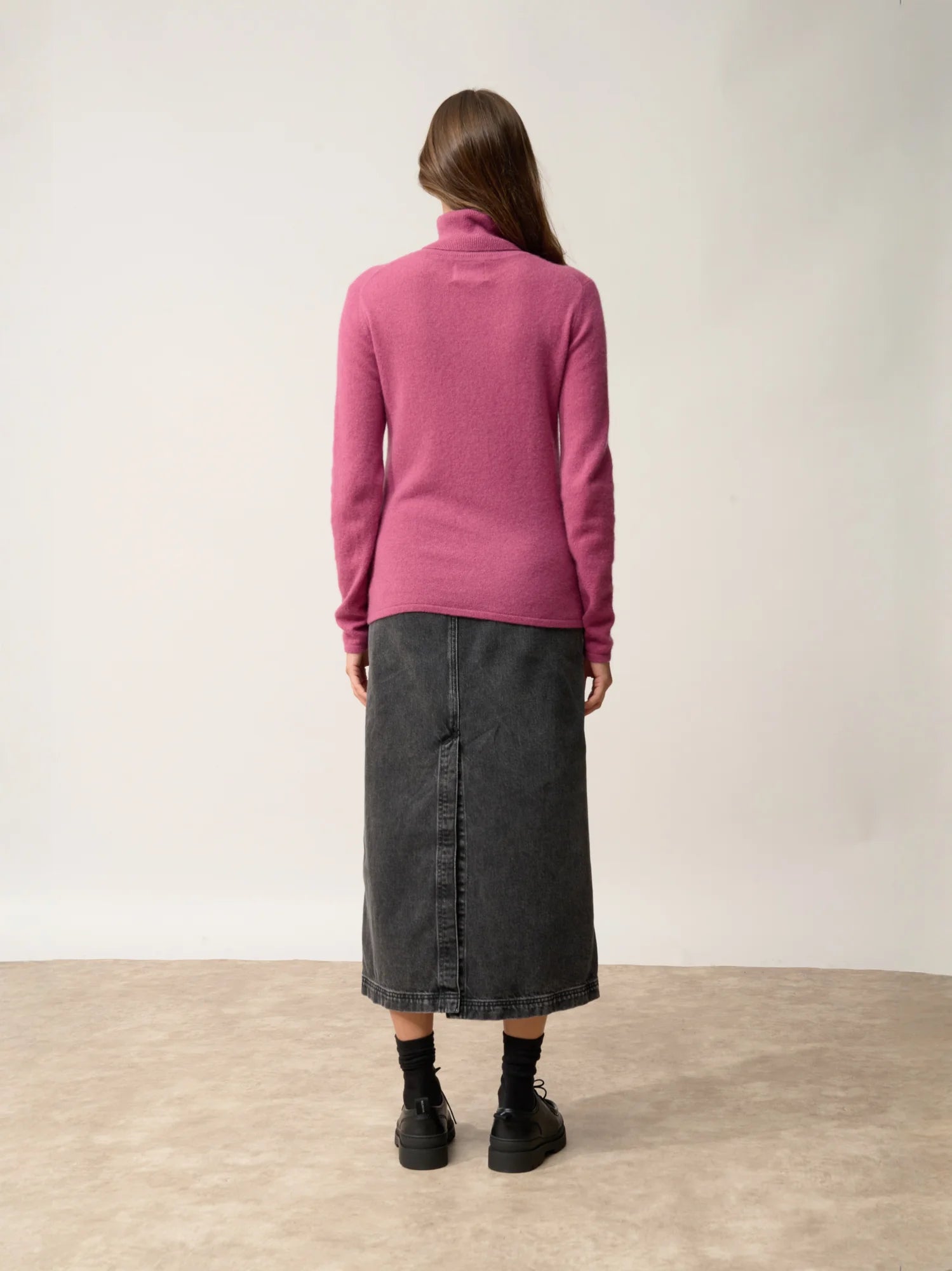 AVA pull col roulé orchidée