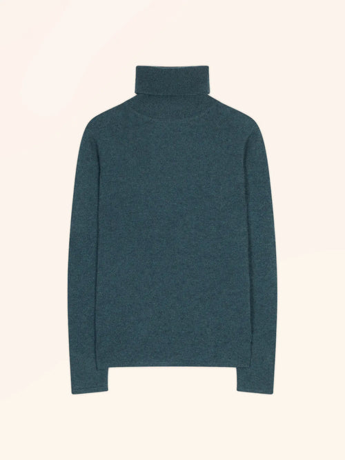 AVA pull col roulé vert canard chiné