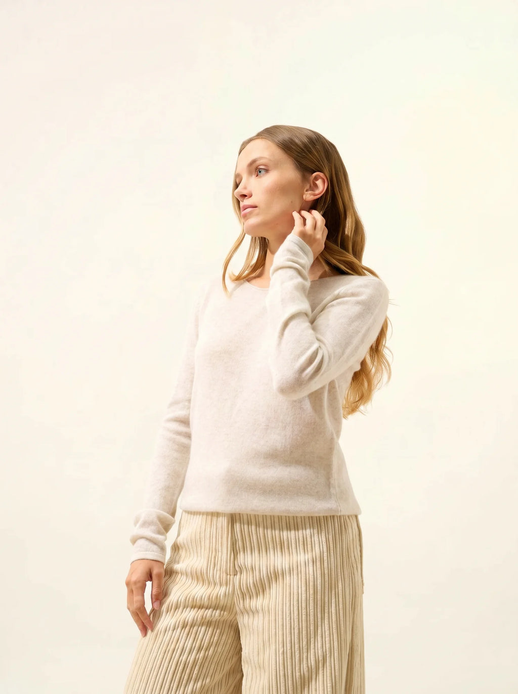 VIVIAN pull col rond gris perle chiné