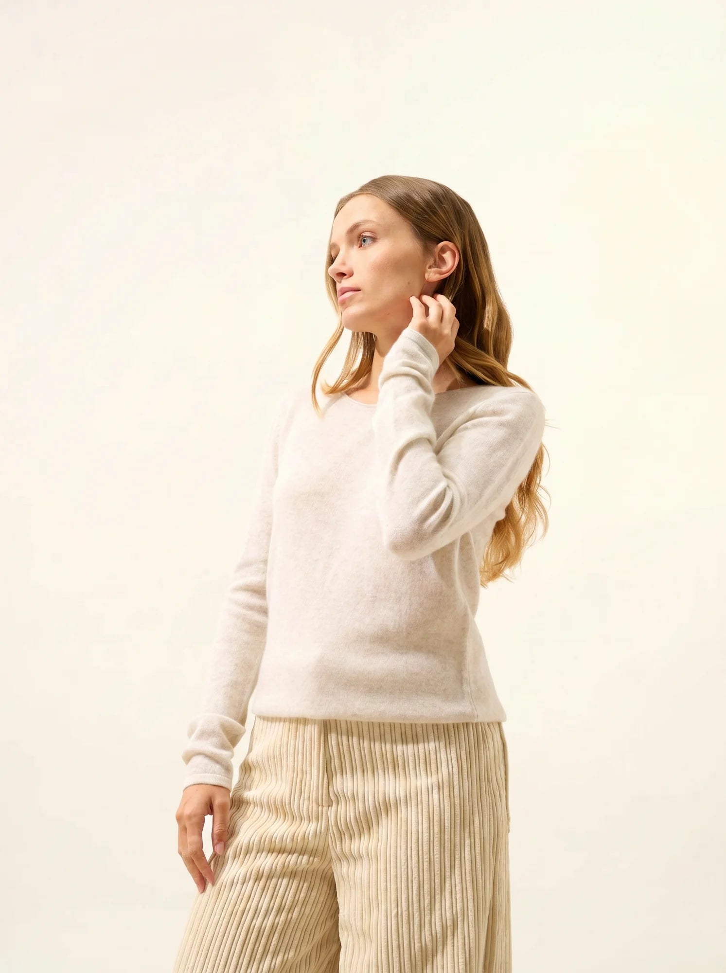 VIVIAN pull col rond gris perle chiné