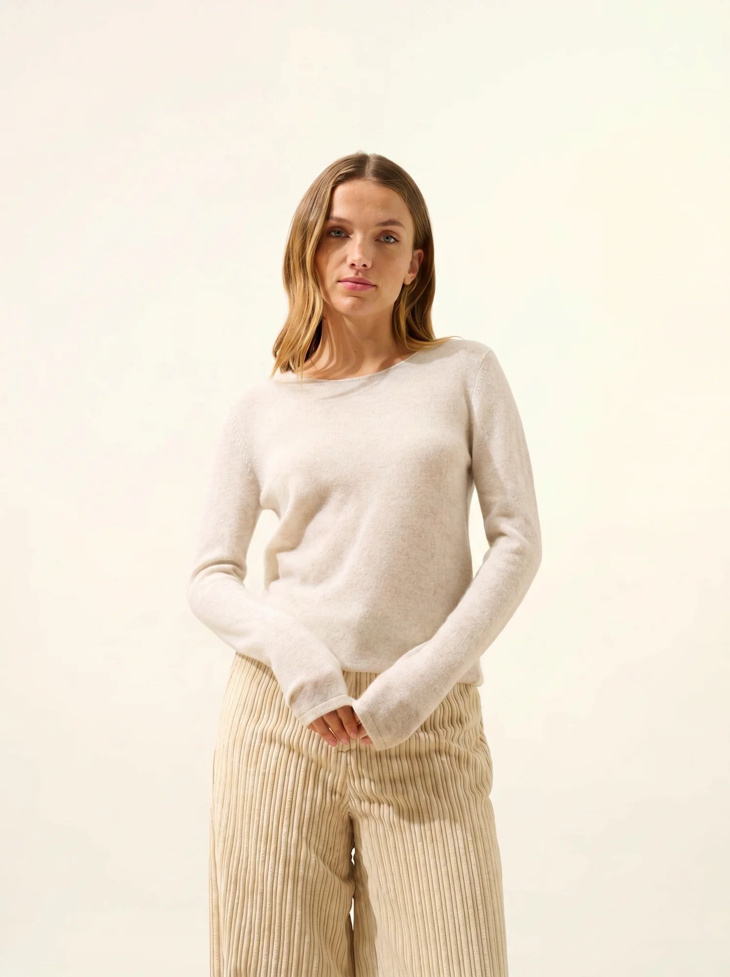 VIVIAN pull col rond gris perle chiné