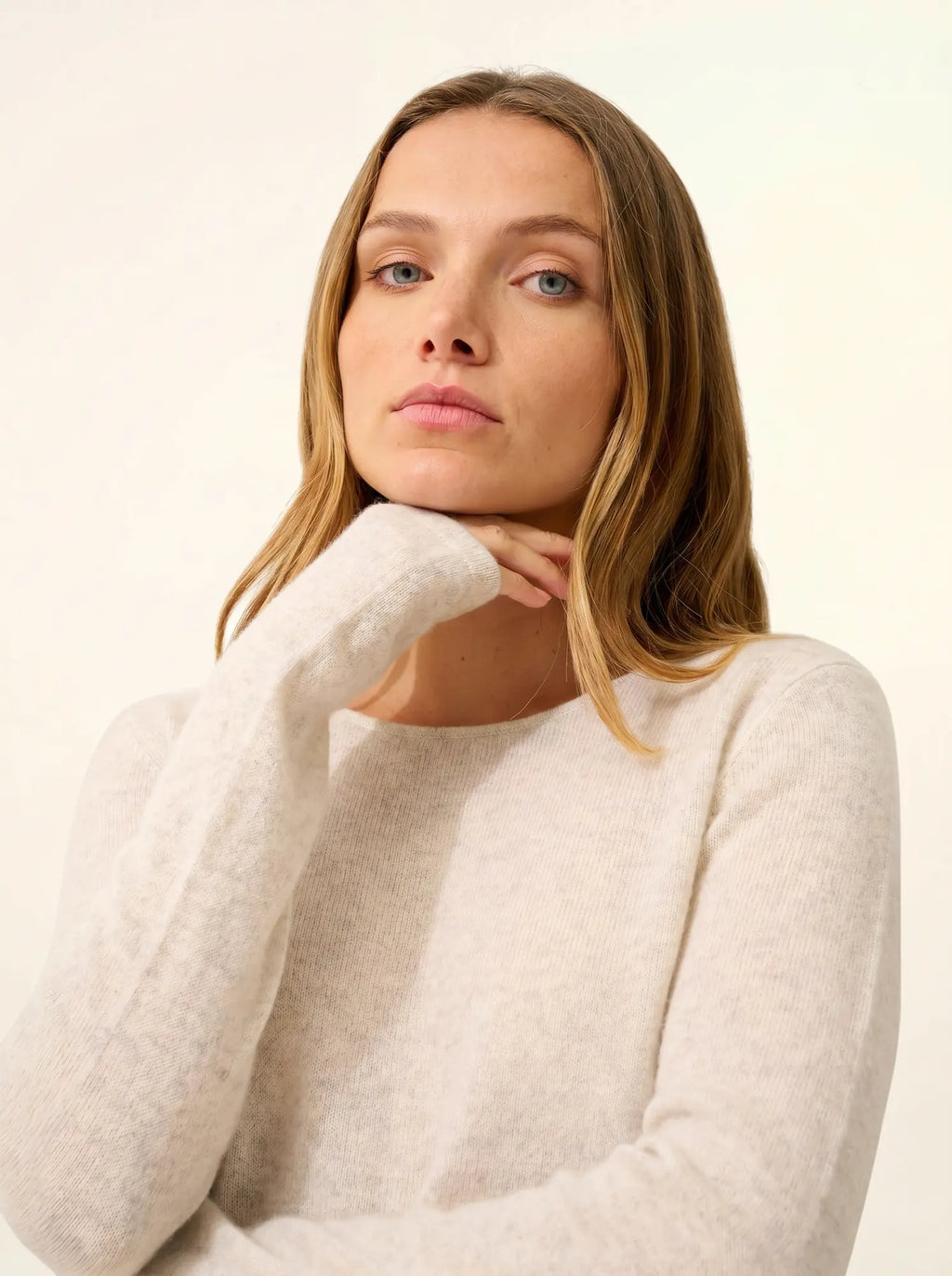 VIVIAN pull col rond gris perle chiné