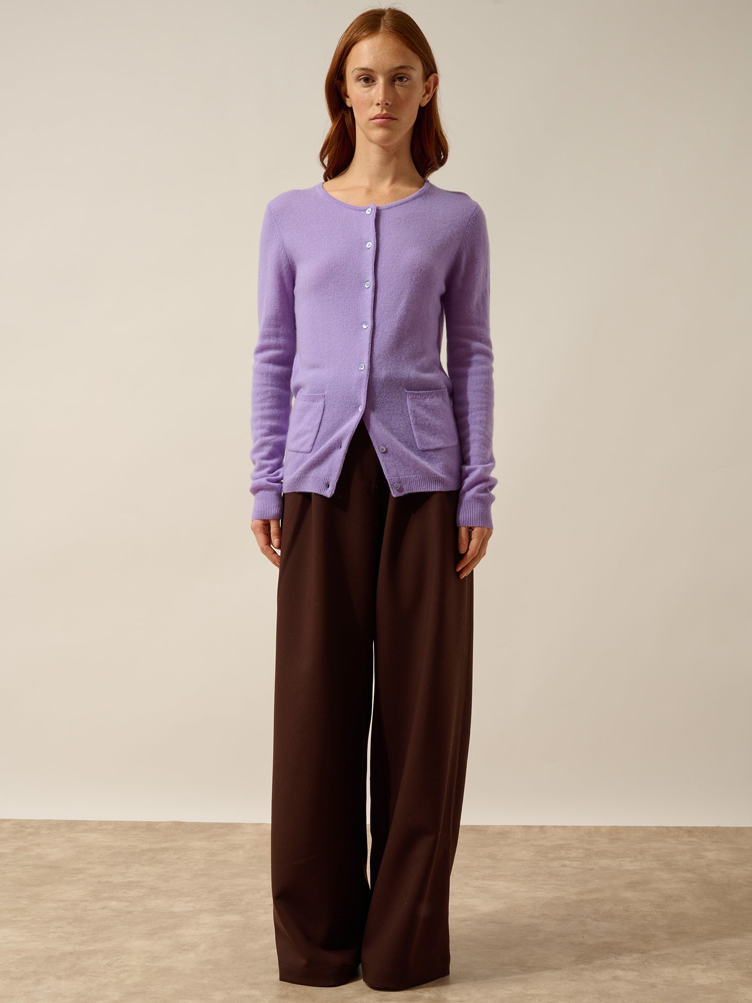 KATHARINE cardigan col rond lavande