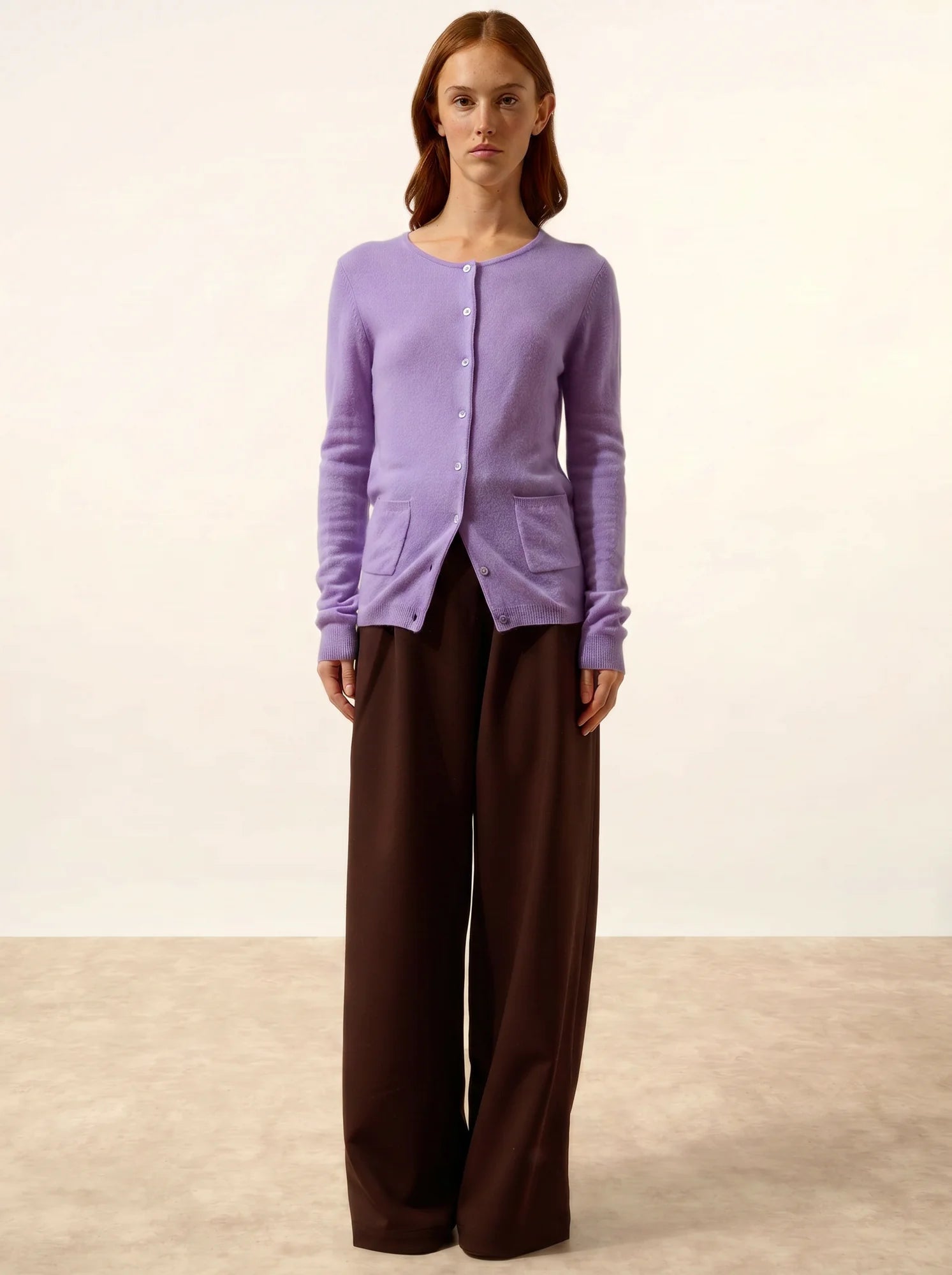 KATHARINE strickjacke rundhalsausschnitt lavendel