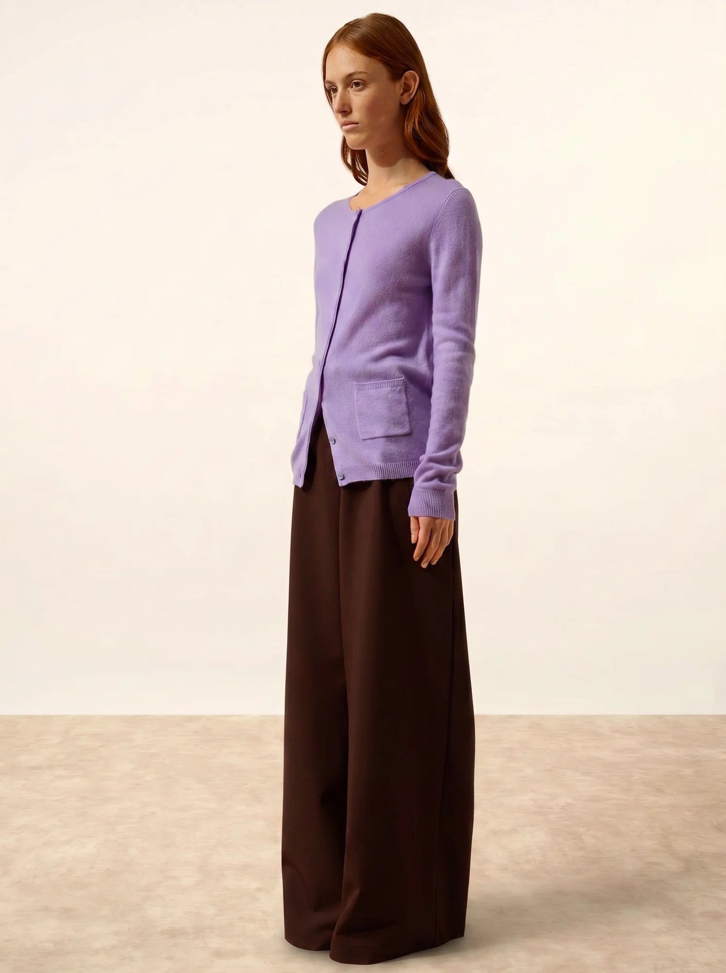 KATHARINE strickjacke rundhalsausschnitt lavendel
