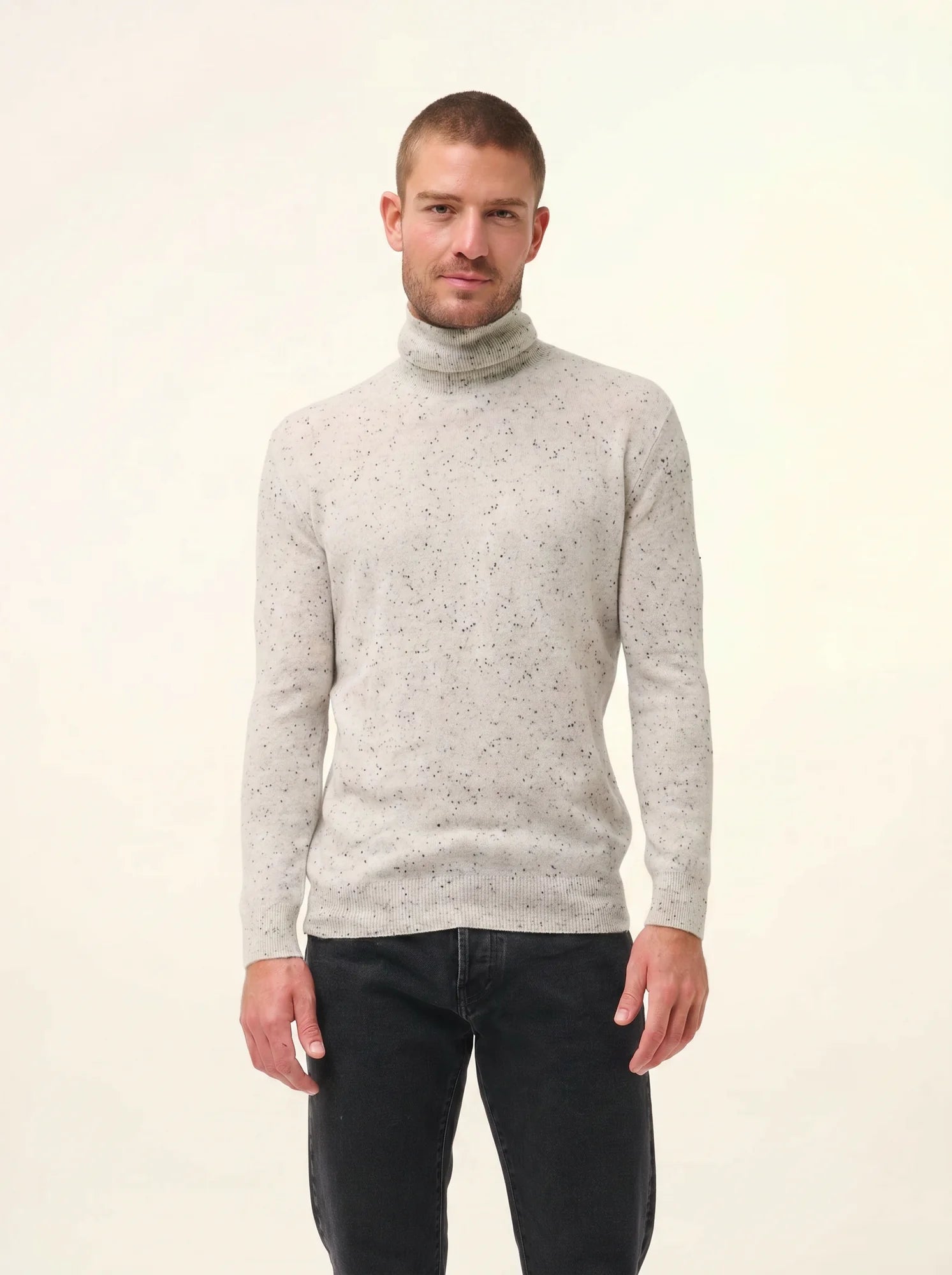 CONNOR pull col roulé gris et noir