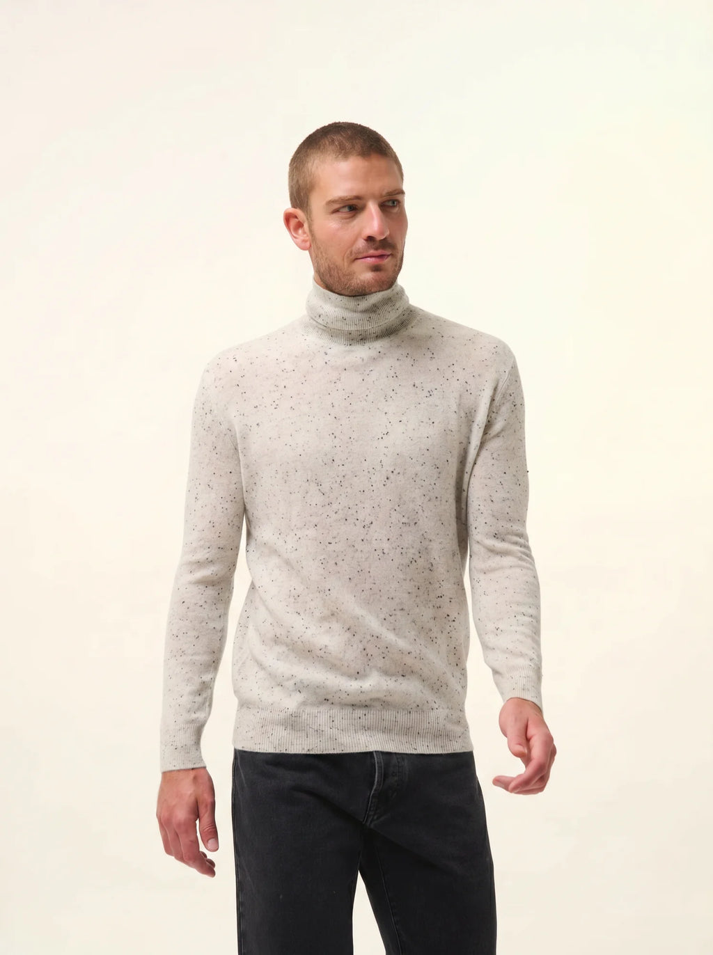 CONNOR pull col roulé gris et noir