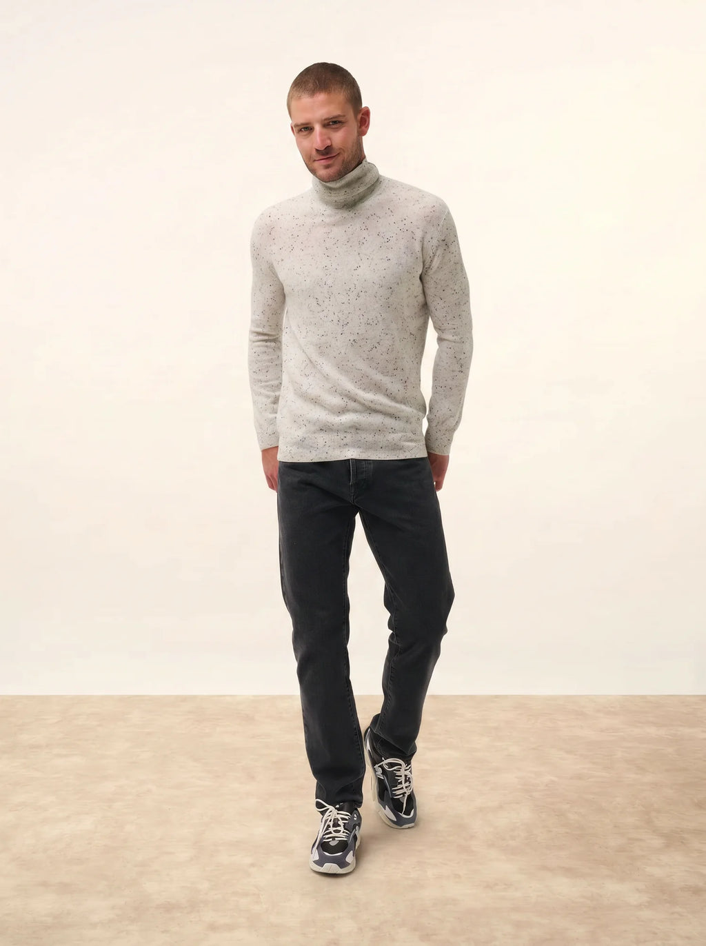 CONNOR pull col roulé gris et noir