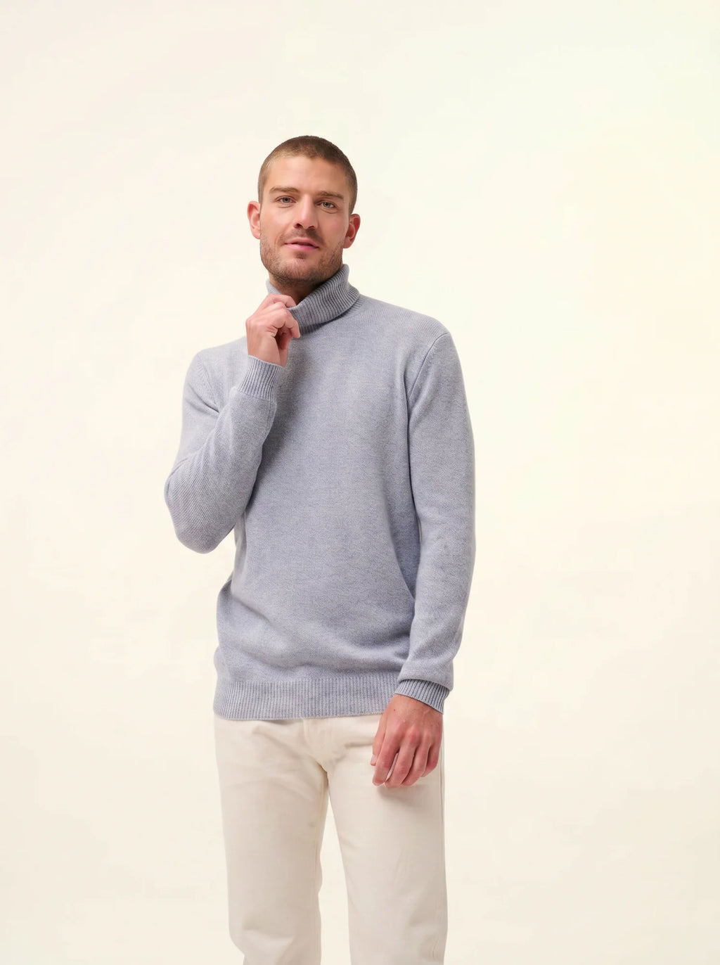SACHA pullover rollkragen 4-fädig blau elfenbein