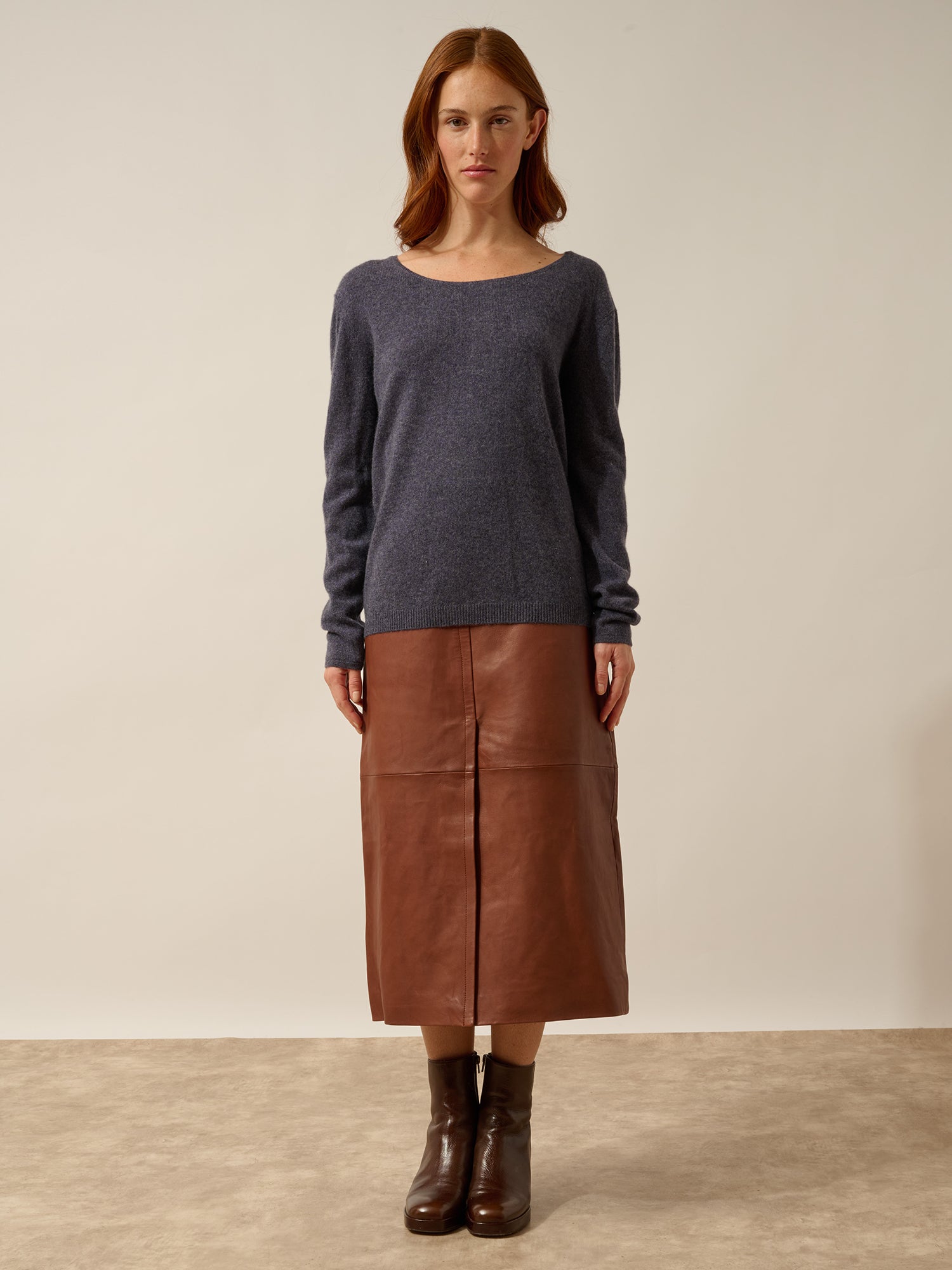 FIONA pull col bateau violet gris chiné