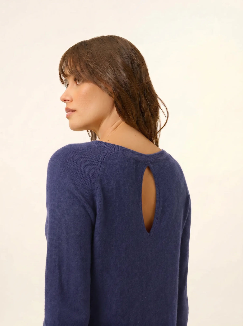 ABIGAILE pullover u-boot-ausschnitt tropfen hinten violett grau meliert