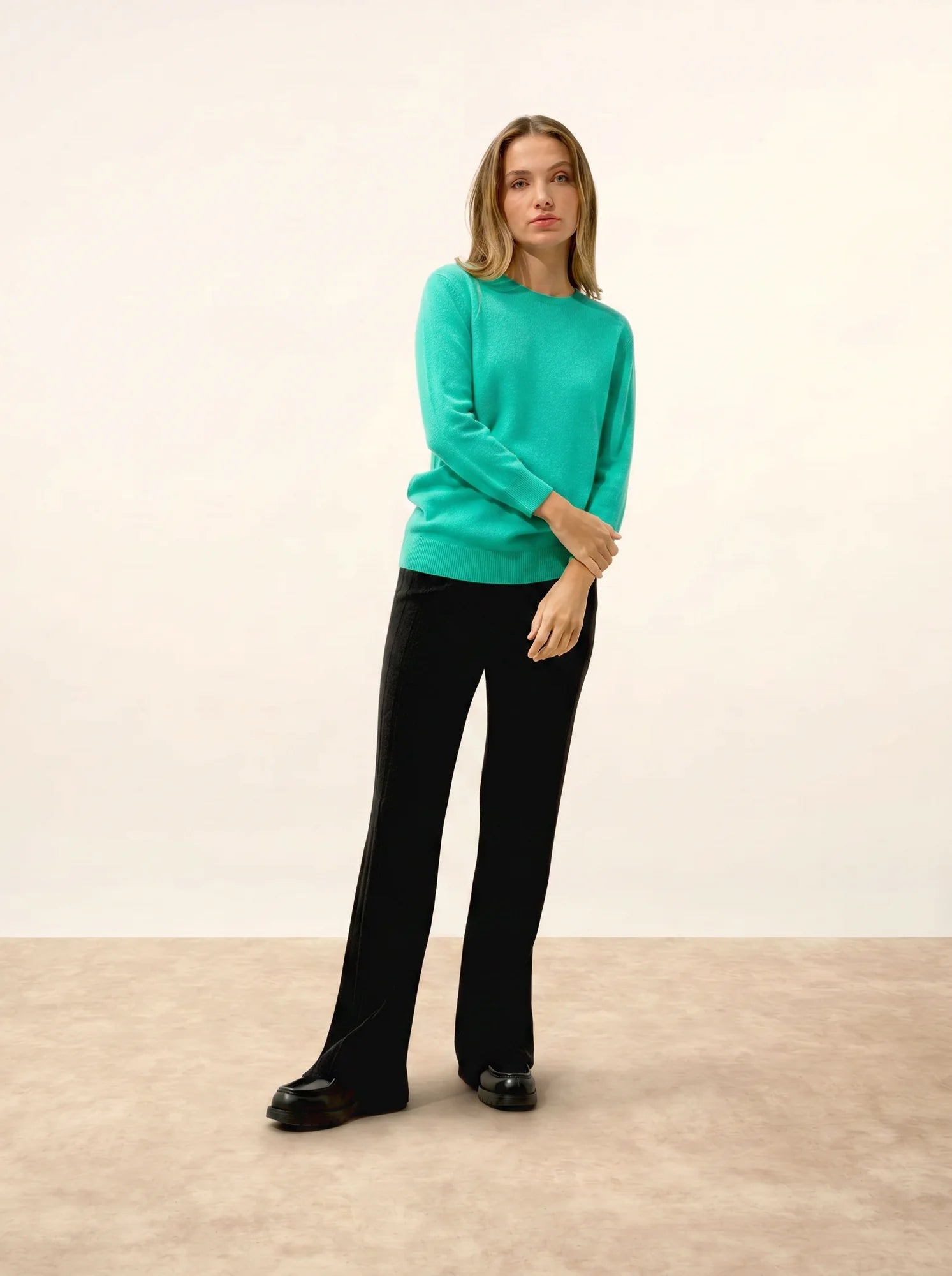 JANICE pullover rundhalsausschnitt geknöpft hinten jungle