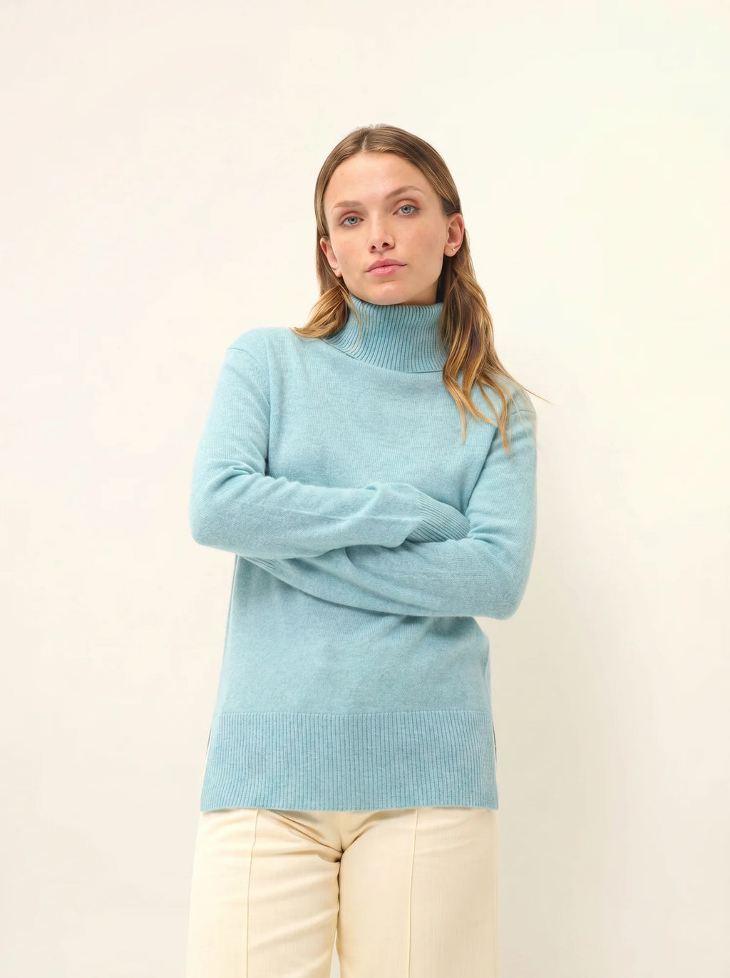 LEXIE pullover rollkragen aqua meliert