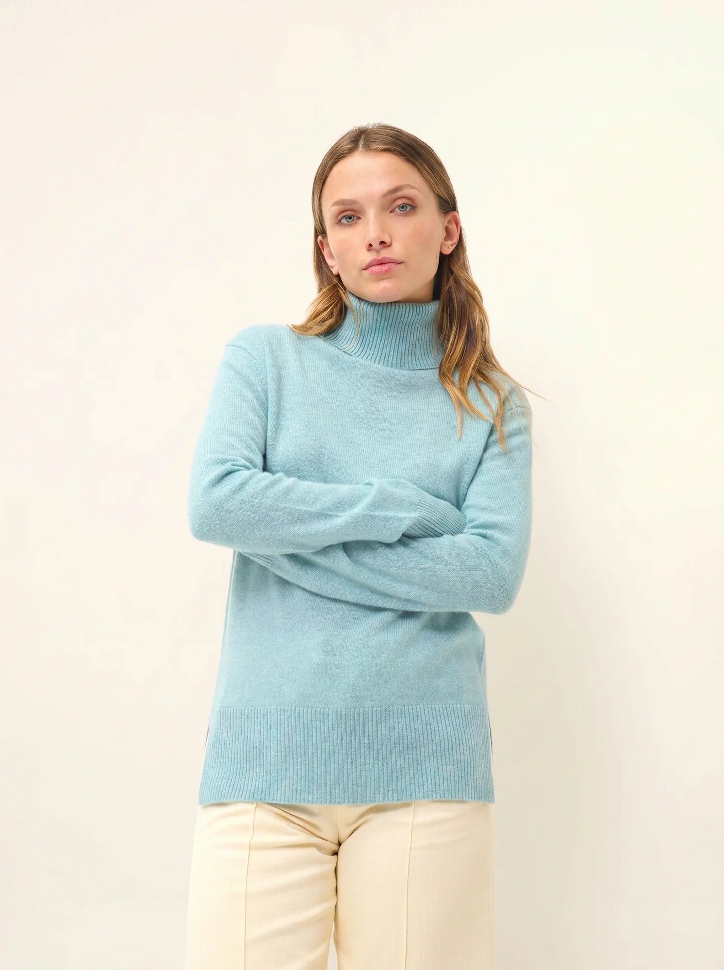 LEXIE pullover rollkragen aqua meliert