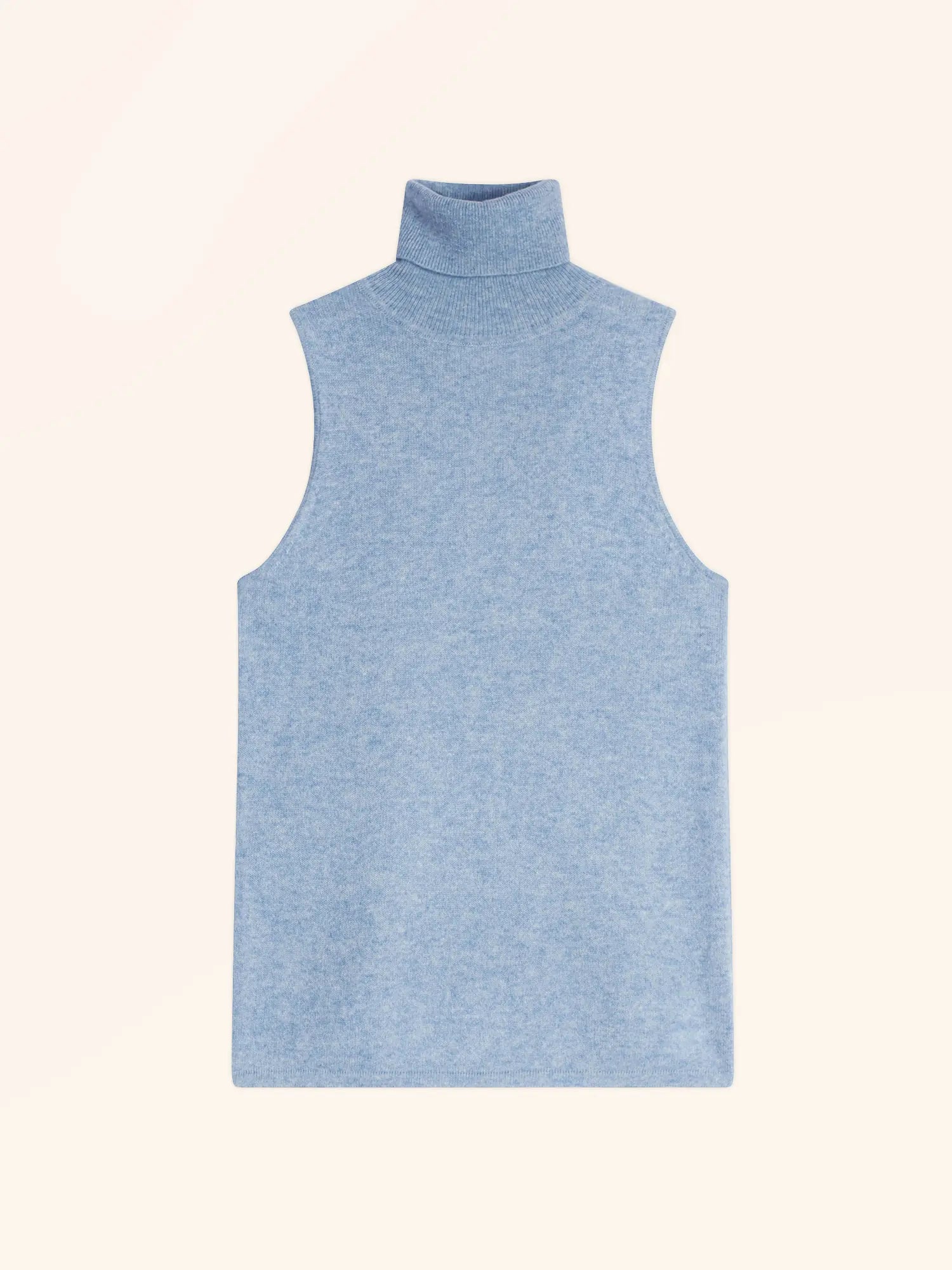 VIOLET pullover rollkragen ärmellos himmelblau meliert