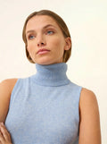 VIOLET pullover rollkragen ärmellos himmelblau meliert