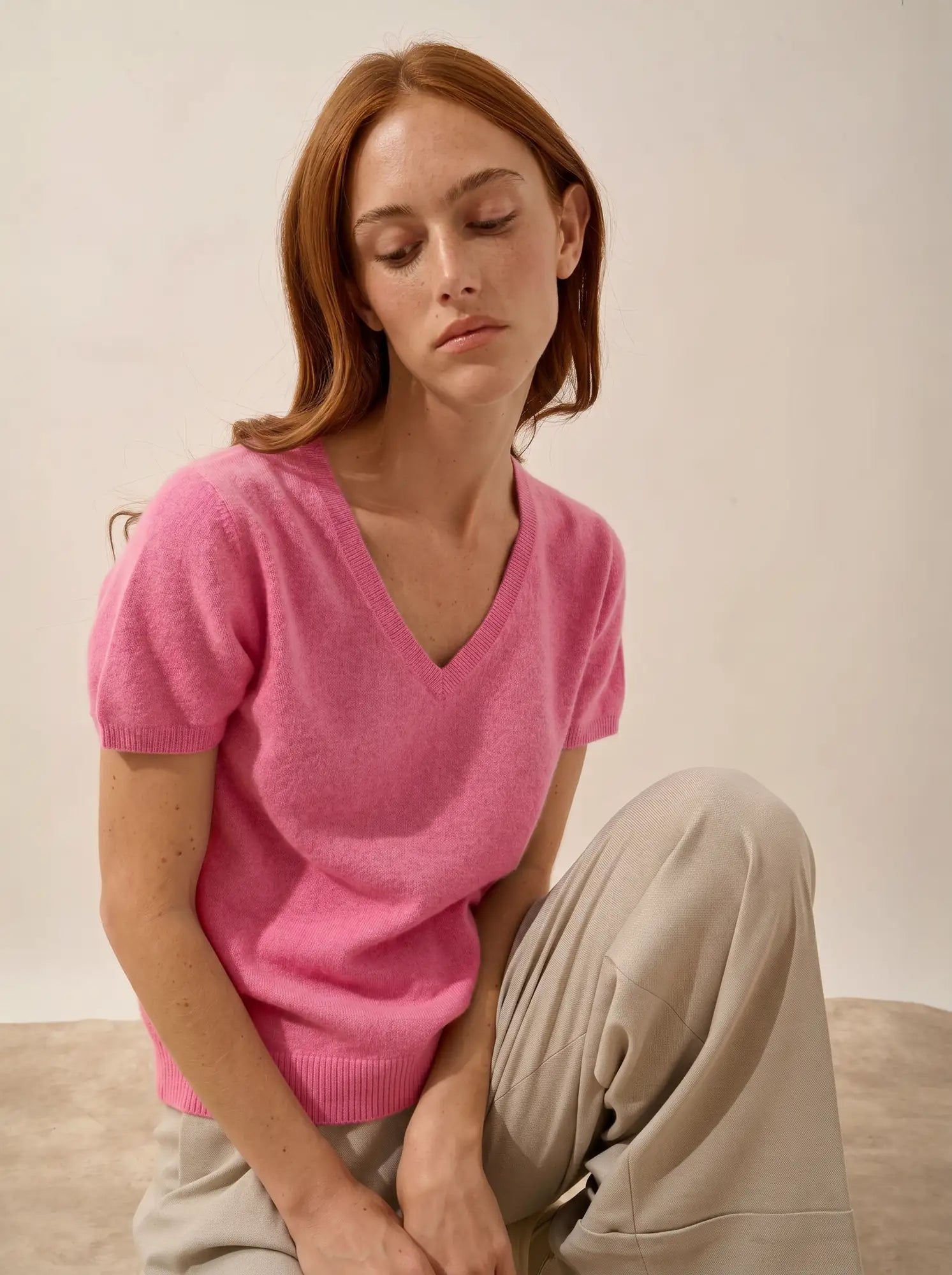 GLAMIS t-shirt v-ausschnitt fraise